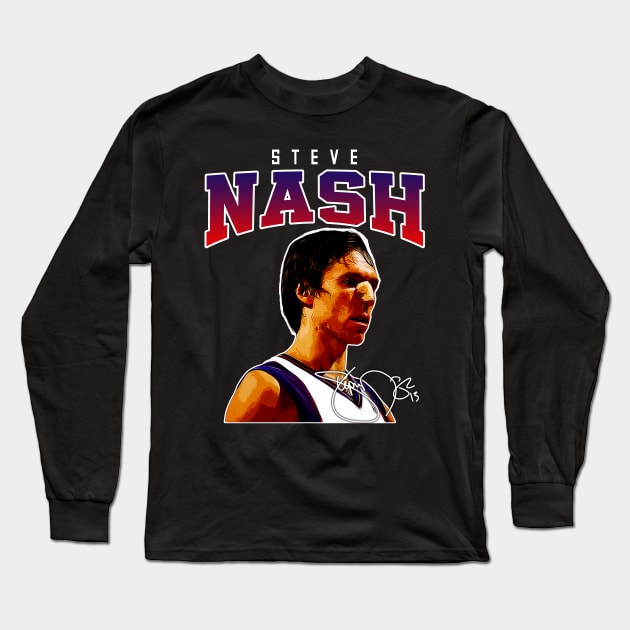 Steve Nash Basketball Legend Signature Vintage Retro 80s 90s Bootleg Rap Style Long Sleeve T-Shirt by CarDE